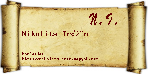 Nikolits Irén névjegykártya
